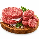 Raw Beef Patties on Wooden Board.webp